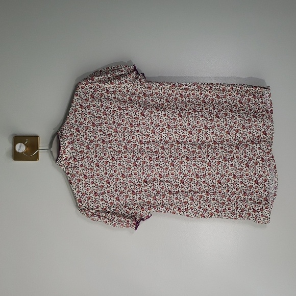 Kookai NWOT Ditsy Floral Ruffle Blouse 6 / 8 (38) Purple Ivory Short Sleeve - Picture 7 of 16